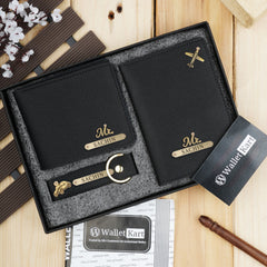 Personalized Men's Wallet, Keychain & Passport Cover with Name & Charm