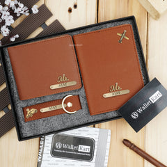 Personalized Men's Wallet, Keychain & Passport Cover with Name & Charm