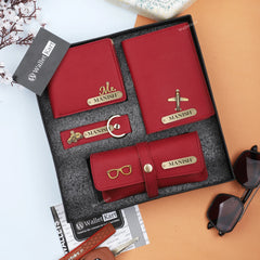 Personalized Men's Wallet, Keychain, Eyewear Case & Passport Cover with Name. & Charm Gift Combo