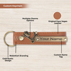 Personalized Men's Wallet, Keychain, Eyewear Case & Passport Cover with Name. & Charm Gift Combo