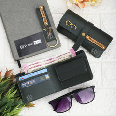 Personalized Men's Wallet, Keychain & Eyewear Case with Name & Charm