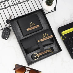 Personalized Men's Wallet, Keychain & Eyewear Case with Name & Charm