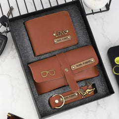 Personalized Men's Wallet, Keychain & Eyewear Case with Name & Charm