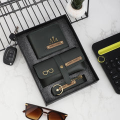 Personalized Men's Wallet, Keychain & Eyewear Case with Name & Charm