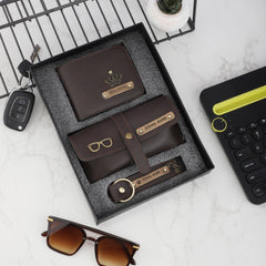 Personalized Men's Wallet, Keychain & Eyewear Case with Name & Charm