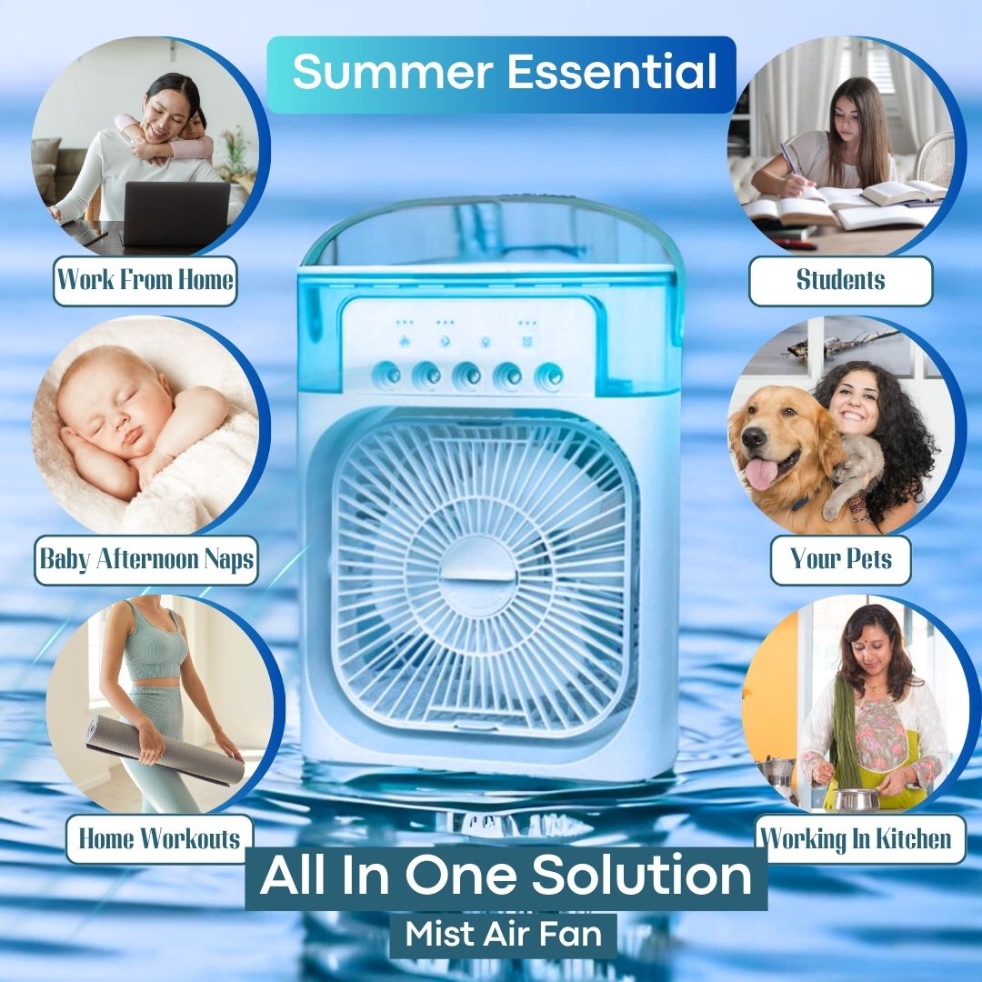 Aqua Cooler™ Portable Mist Fan, Mini Evaporative Air Cooler, Portable Air Conditioner Fan, Desk Fan