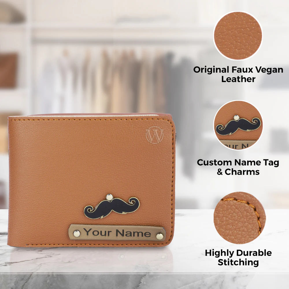 Personalized Men's Wallet, Keychain, Eyewear Case & Passport Cover with Name. & Charm Gift Combo